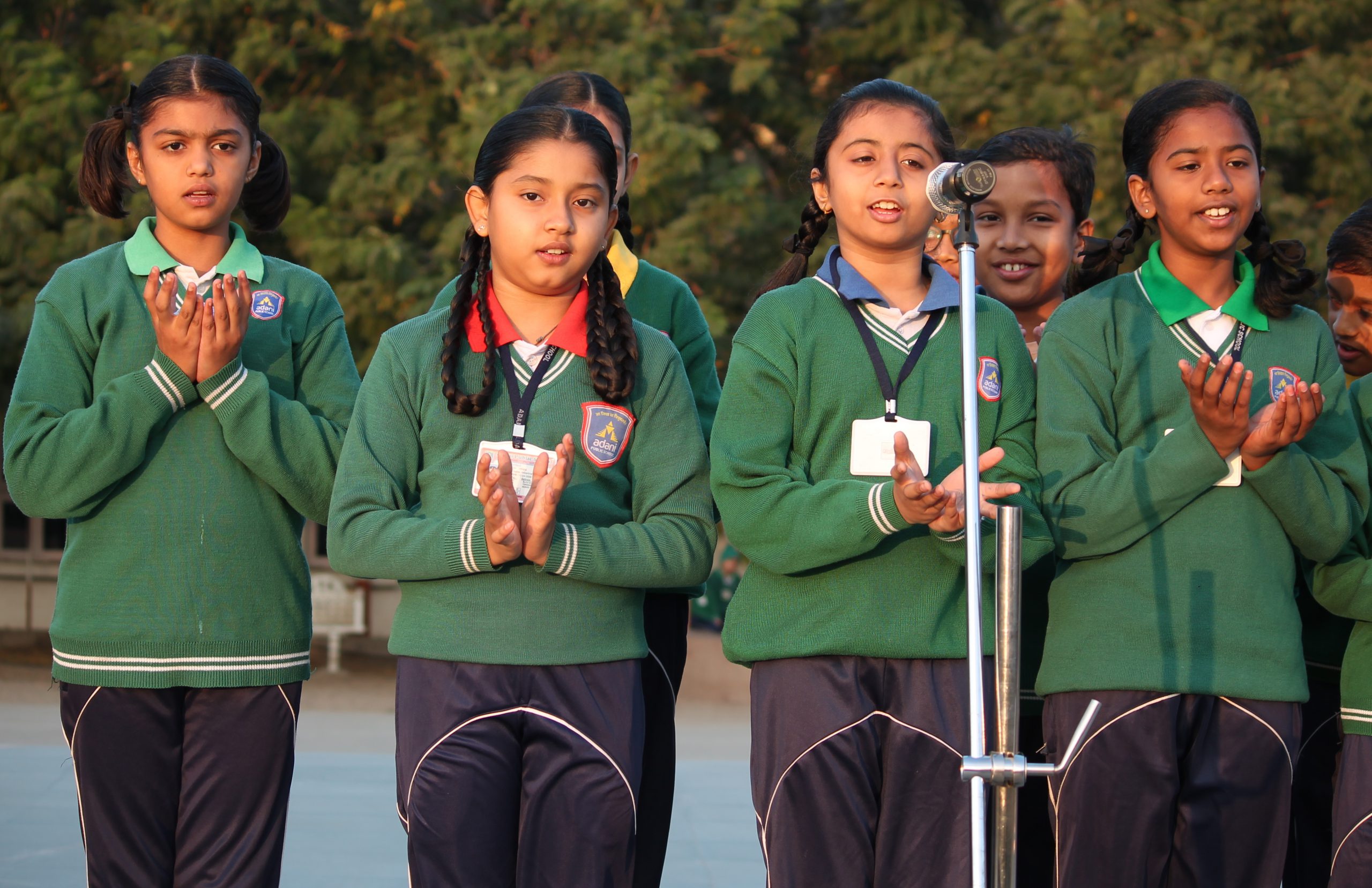 Morning assembly in school in english picture